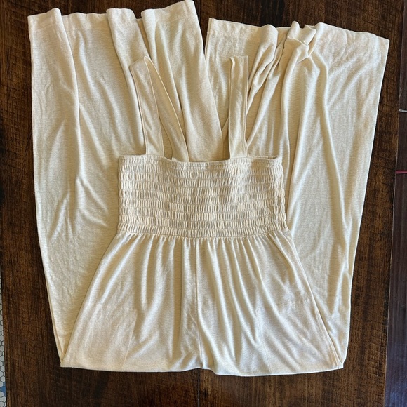 FP Beach | Homecoming Linen Blend Jumpsuit Extra Wide Leg, Cream - Picture 5 of 7